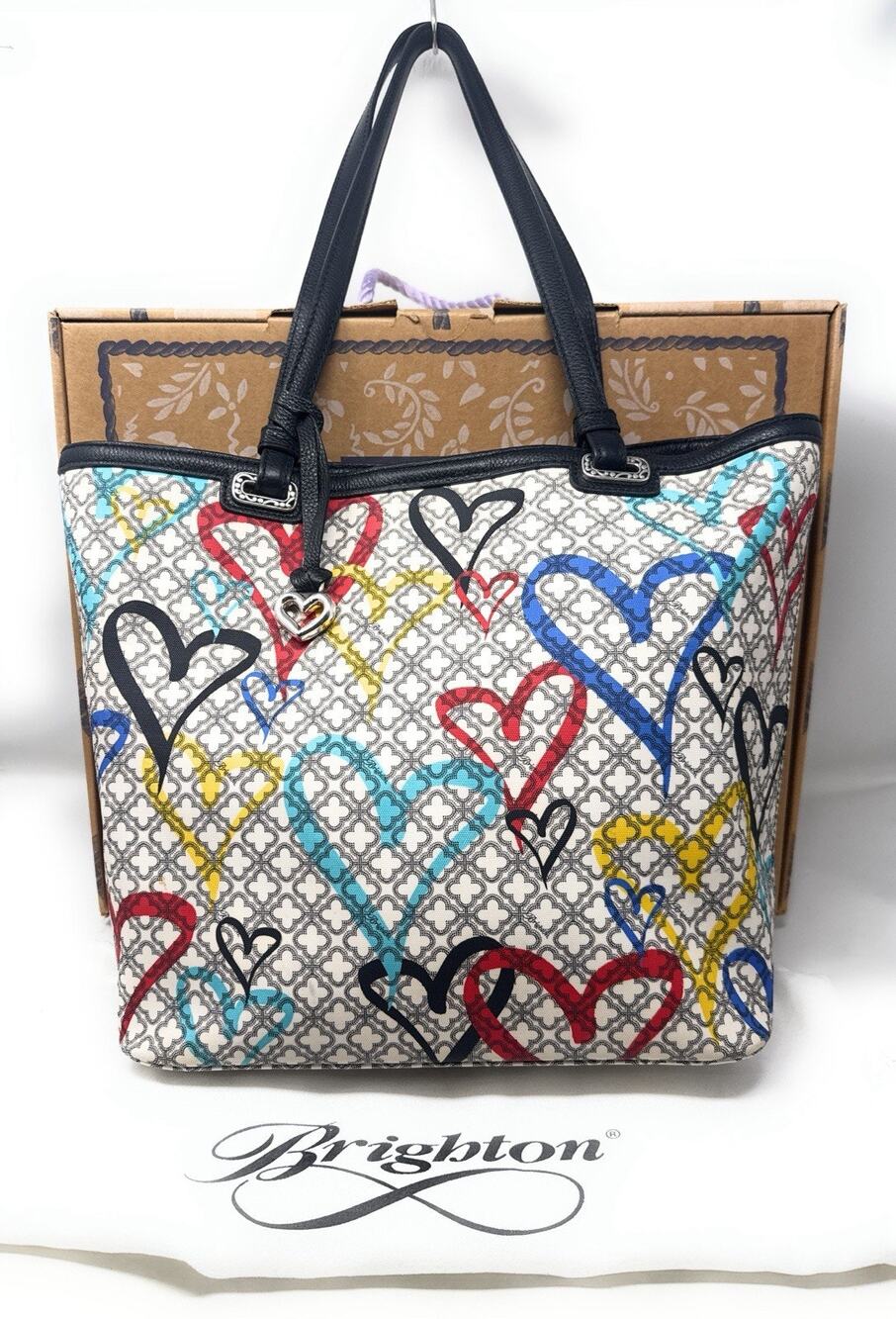 RARE Brighton Heart Burst White Multi Leather Shoulder Bag Boxed Dust Cover ￼
